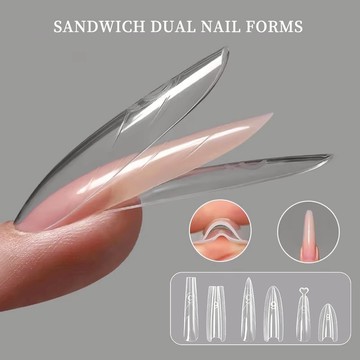 180 件新三明治雙指甲形狀擴展 - 雙重多形式杏仁指甲形狀美甲頂部模具底部模具美甲