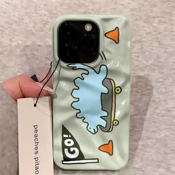 滑板三角龍 適用蘋果17Promax手機殼 iPhone16 15 14 13 12 11 軟殼 隕石殼 波浪保護殼
