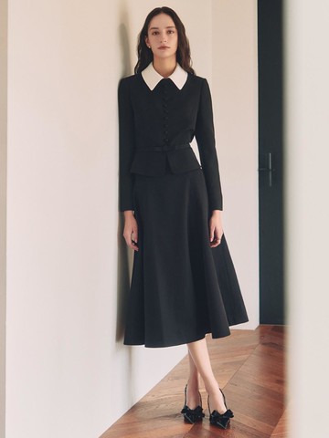 Fabiana / Belted Point A-line Skirt(2color)