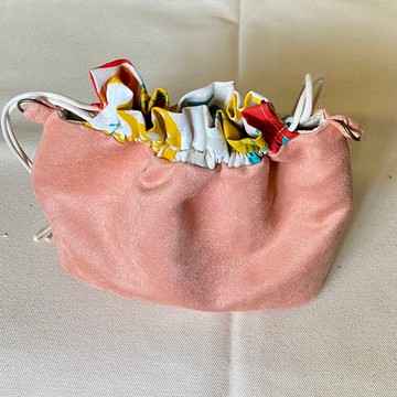 仿麂皮束口小提包