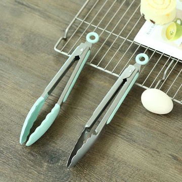 硅膠夾子食物夾燒烤夾煎牛排夾耐高溫廚房不銹鋼烤肉夾面包食品夾