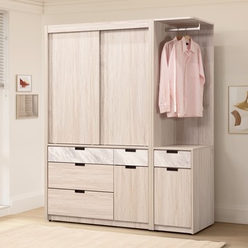 直人木業-COFFEE淺桐木158公分滑門衣櫃