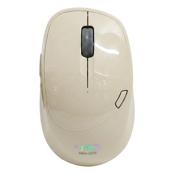 INTOPIC 廣鼎 2.4GHz飛碟無線靜音滑鼠  UFO-MSW-Q773  米色
