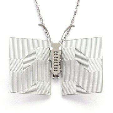 可換翅膀蝴蝶項鍊  書卷 (銀) 醫療級不銹鋼 長鏈 獨家專利設計