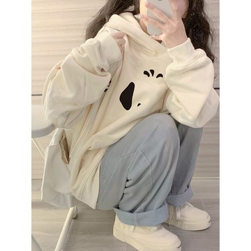 CHAOO 帽t 衛衣女 連帽衛衣 可愛衛衣 小狗衛衣 印花帽t oversize 韓系帽t 冬季衣服女 秋季女裝 情侶