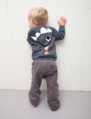 荷蘭 hektik.cc 炭灰色小怪獸刷毛連帽外套