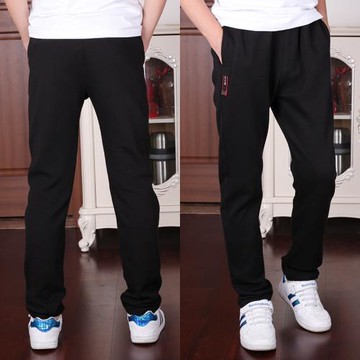 男童冬款黑色不收口標準版型運動褲免燙不褪色休閑中大童長單褲