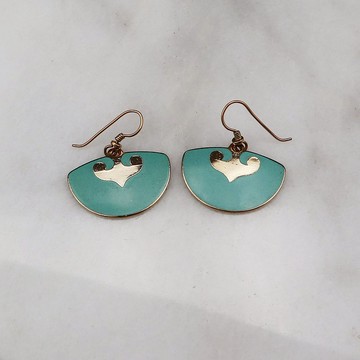 南瓜Vintage。Laurel Burch 1980s 手工 珐瑯 針式 耳環