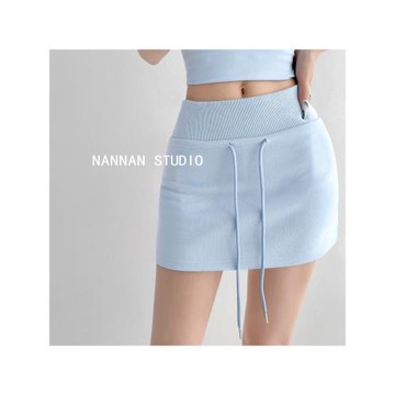 穿不膩系列~夏季防走光修身包臀半身裙女休閑甜辣運動抽繩A字短裙