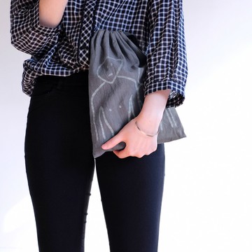 FRENDLY PEOPLE / 麻料束口袋 / 麻灰色