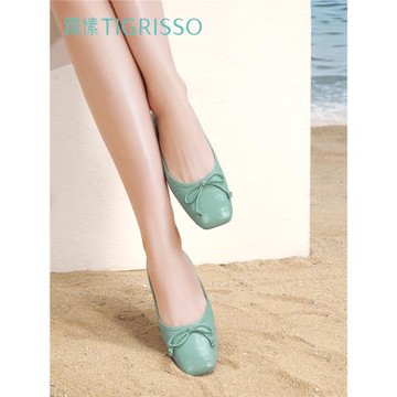 【珊瑚花園】蹀愫新中式方頭蝴蝶結復古平底鞋女TA43502-52