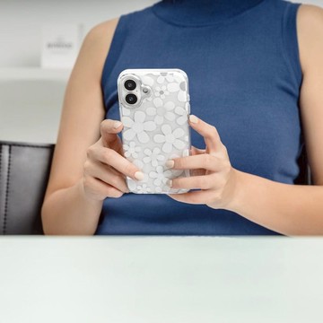 iPhone 16 Fleur 花卉立體彩繪防摔手機殼 白色/6.7
