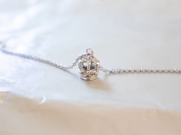 925 SILVER皇冠charm迷你小淡水珍珠3mm-精緻手鏈- 銀