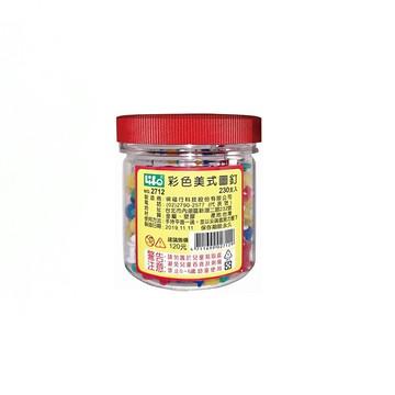 徠福 彩色美式圖釘 量販包裝 /桶 NO.2712【APP滿額下單10%點數(單一帳號最高5000點)】1/31止
