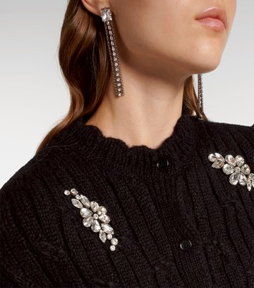 Simone Rocha Embellished cable-knit wool-blend cardigan