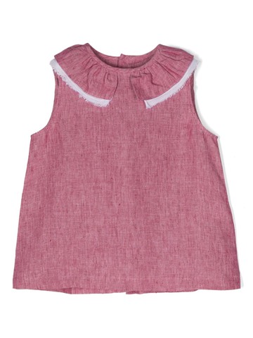 Il Gufo - ruffled linen mini dress - kids - Linen/Flax/Cotton - 4 - Pink