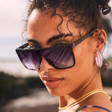 現貨跨境潮流大框紫色炫彩墨鏡女士太陽鏡2024新款高級感眼鏡