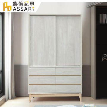 【ASSARI】波伊4尺推門衣櫃(寬120x深59x高197cm)