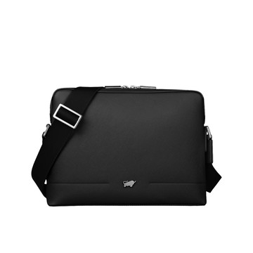 BRAUN BUFFEL 台灣總代理 格瑞克-F 橫式斜背包-黑色/BF586-TW61-BK