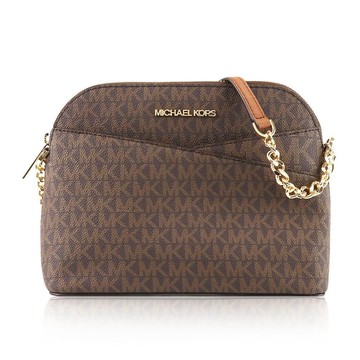 Michael Kors 經典緹花皮革斜背鍊條包 貝殼包 棕色 35F1GTVC6B BROWN