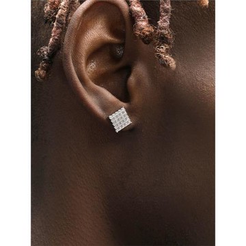 GRGR 正方形滿鉆耳釘男嘻哈潮流百搭S925純銀耳飾女高級感單只