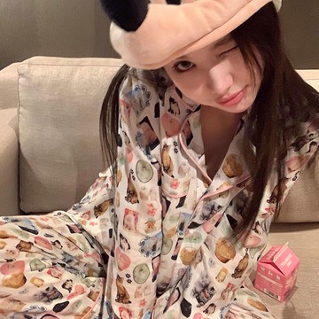 Xuan♥韓版睡衣女春秋2023年卡通貓家居服長袖套裝女款甜美可外穿兩件套