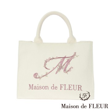 Maison de FLEUR 10週年系列花字母刺繡帆布包(8A33F0J5300)