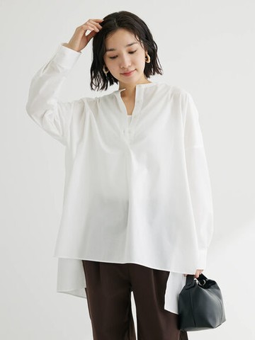 前短後長剪裁襯衫/上衣(6A31L0A1000) - Green Parks