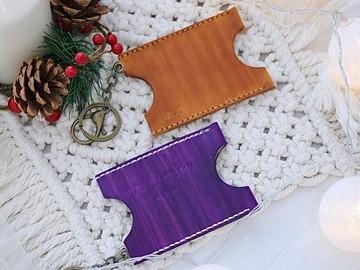 隨身皮革卡片套/客製禮物/免費刻字