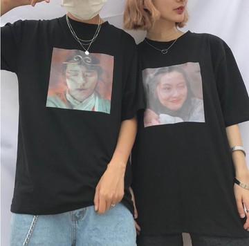 FINDSENSE MD 日系 潮 街頭 男女 情侶裝 寬鬆五分袖 紫霞仙子 至尊寶 短袖T恤 特色短T