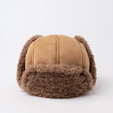 韓國 OZKIZ - 暖呼呼毛絨護耳飛行帽-焦糖棕 (FREE)