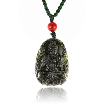 大東山珠寶-台灣墨玉開運配飾八大守護神玉墜子-大勢至菩薩(生肖馬配戴)