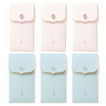 Somssi 花漾雅緻祝賀信封 2款套組  粉紅色、藍色  3組