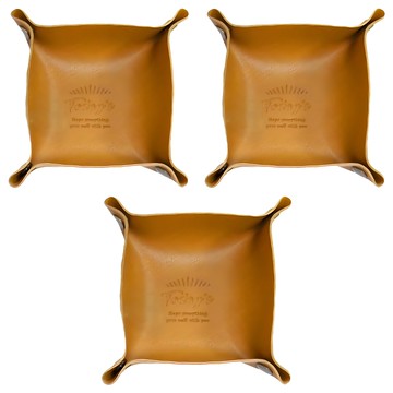 today's 皮製收納盤 - 簡單生活 桌面小物收納  棕色  3入