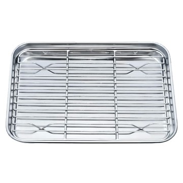 E.dot 不鏽鋼瀝油烤盤 430不鏽鋼  22.5 x 17 x 2.5cm  1個