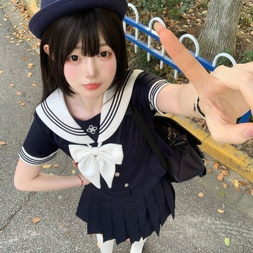 原創小時夏日系JK收腰款水手服學院風制服套裝女夏短袖
