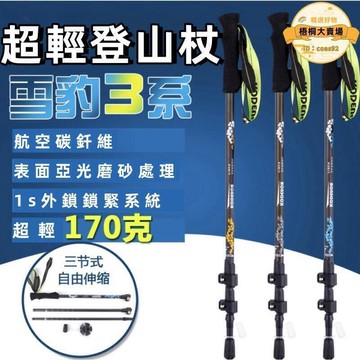[48H]【超輕登山杖】戶外登山杖 碳纖維登山杖 健走杖 登山拐杖 戶外杖 航空碳纖維 超輕越野 超輕170g 送收納袋