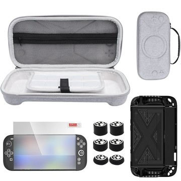 Switch2游戲套裝NS2收納包保護殼鋼化膜搖桿帽游戲配件12合1套裝【宜家良品百貨】