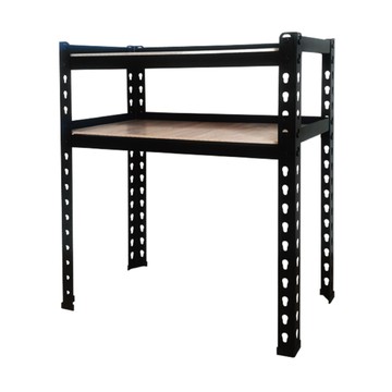 KI WISH 居家生活 角鋼架 單層平均荷重60公斤 雙面木紋  黑色  61 x 25 x 65cm  2層