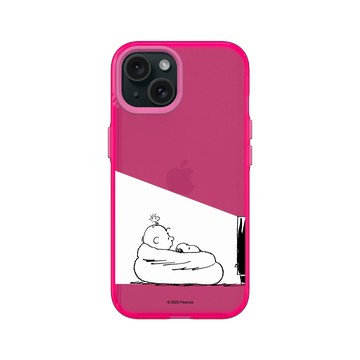 iPhone 15 Clear 粉漾桃 - 史努比 Snoopy - Snoopy&Charlie Brown追劇時間