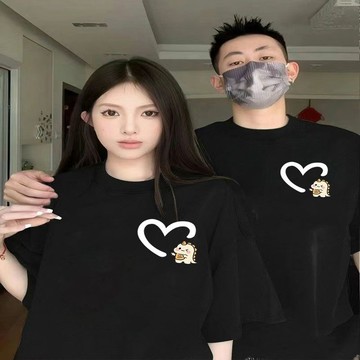 🚀隔日到貨🚀春夏新品新款情侶裝韓系上衣情侶衣透氣短袖情侶裝情侶短袖Tee美式上衣寬鬆圓領男女同款夏季韓版寬鬆百搭情侶上衣