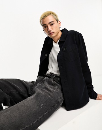 Fred Perry twill overshirt in black