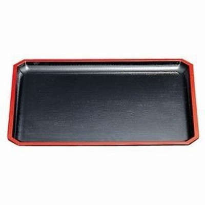 ds-2254023 尺2 隅切木目盆/トレー 【黒天朱SL】 359×280×20mm 日本製 〔和食 レストラン 居酒屋 店舗 お店〕【代引不可】 (ds2254023)