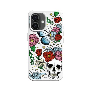 iPhone 16 SolidX 白 - Frida Kahlo - 花骨骷顱頭