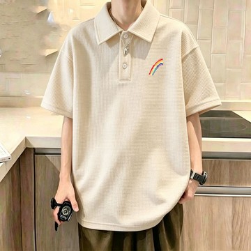 【台灣現貨】M-8XL 華夫格polo衫 polo 男士polo衫 polo衫男短袖 超大尺碼男裝 韓版 男生短袖 W
