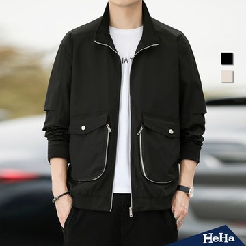 HeHa-現貨 立領大口袋拉鍊外套 兩色