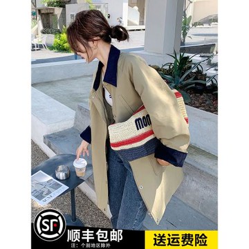 卡其色翻領風衣女2025早秋新款超好看高級感氣質寬松休閑工裝外套