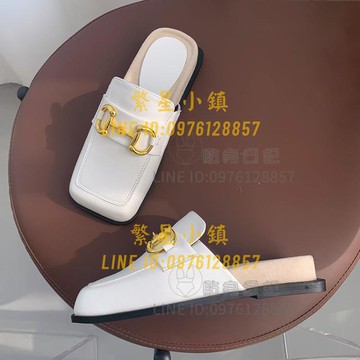 百搭韓版方頭厚底拖鞋馬銜扣軟底包頭半拖外穿涼拖鞋平底穆勒鞋女【繁星小鎮】