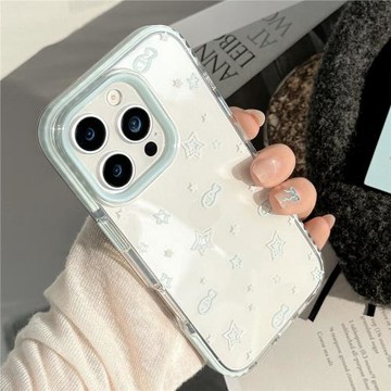 ins風簡約星星小魚適用iPhone17ProMax蘋果手機殼新款16小眾高級感15創意個性超萌可愛女款硅膠透明大孔軟殼