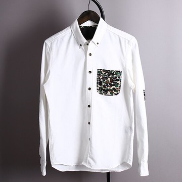 現貨+預購 迷彩上衣 男長袖襯衫-修身純棉質拼接休閒流行男裝4色71av41【獨家進口】【米蘭精品】